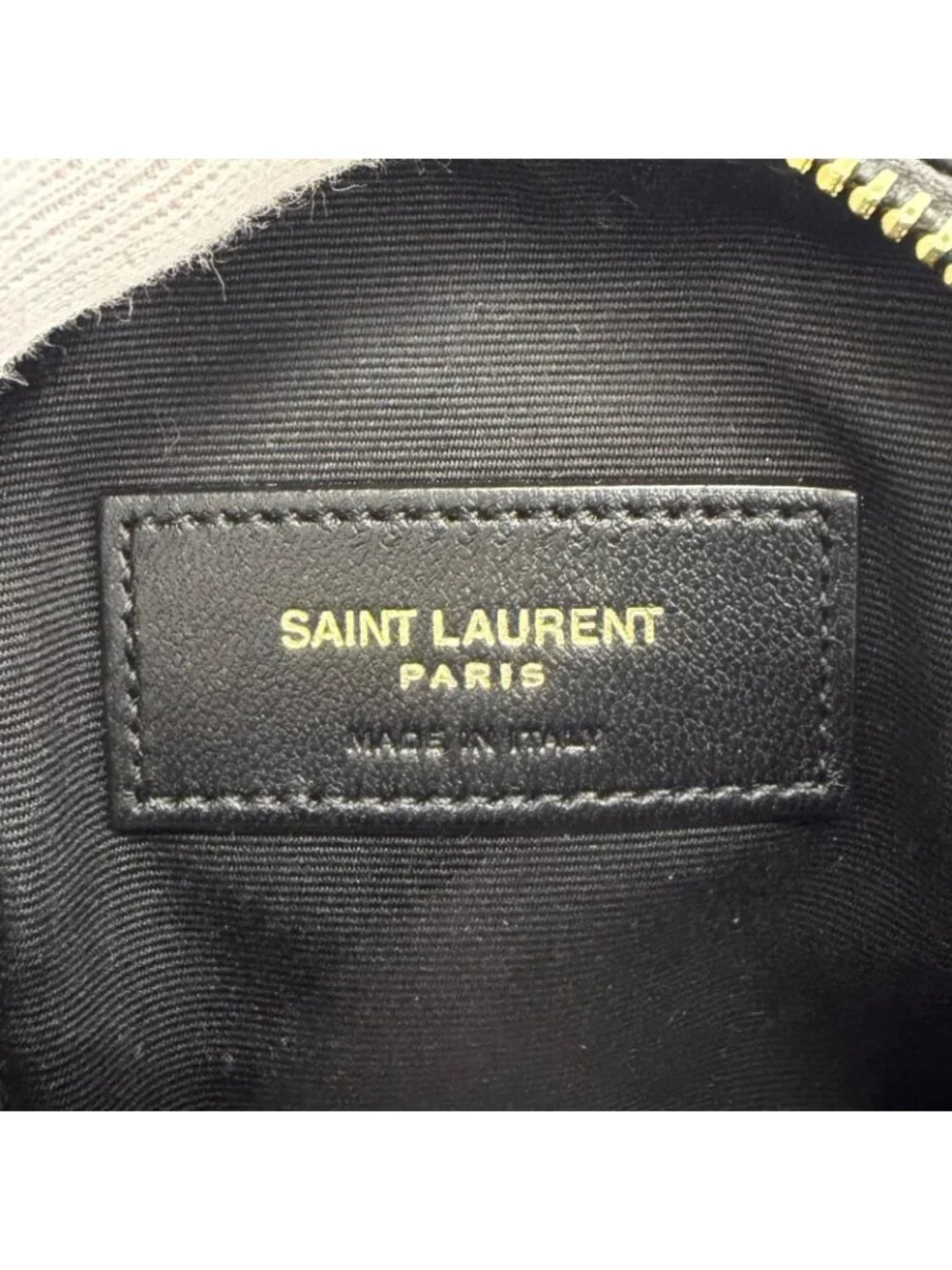 Saint Laurent Paris Cassandra Logo Square Leather Quilted Pouch Black